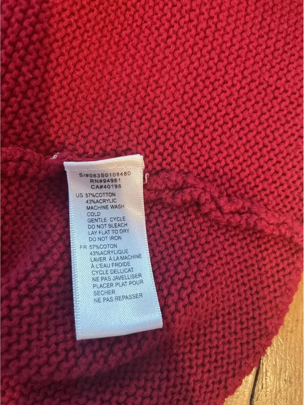 Red V-Neck Cardigan Sweater Size Small